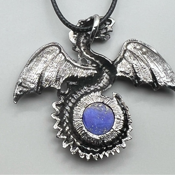 New Dragon Lapis Stone Pendent Necklace with Cord - Picture 2 of 6